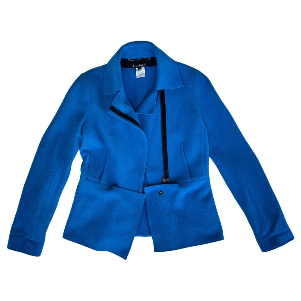 Lida Baday Cobalt Blue Asymmetrical Ponte Blazer